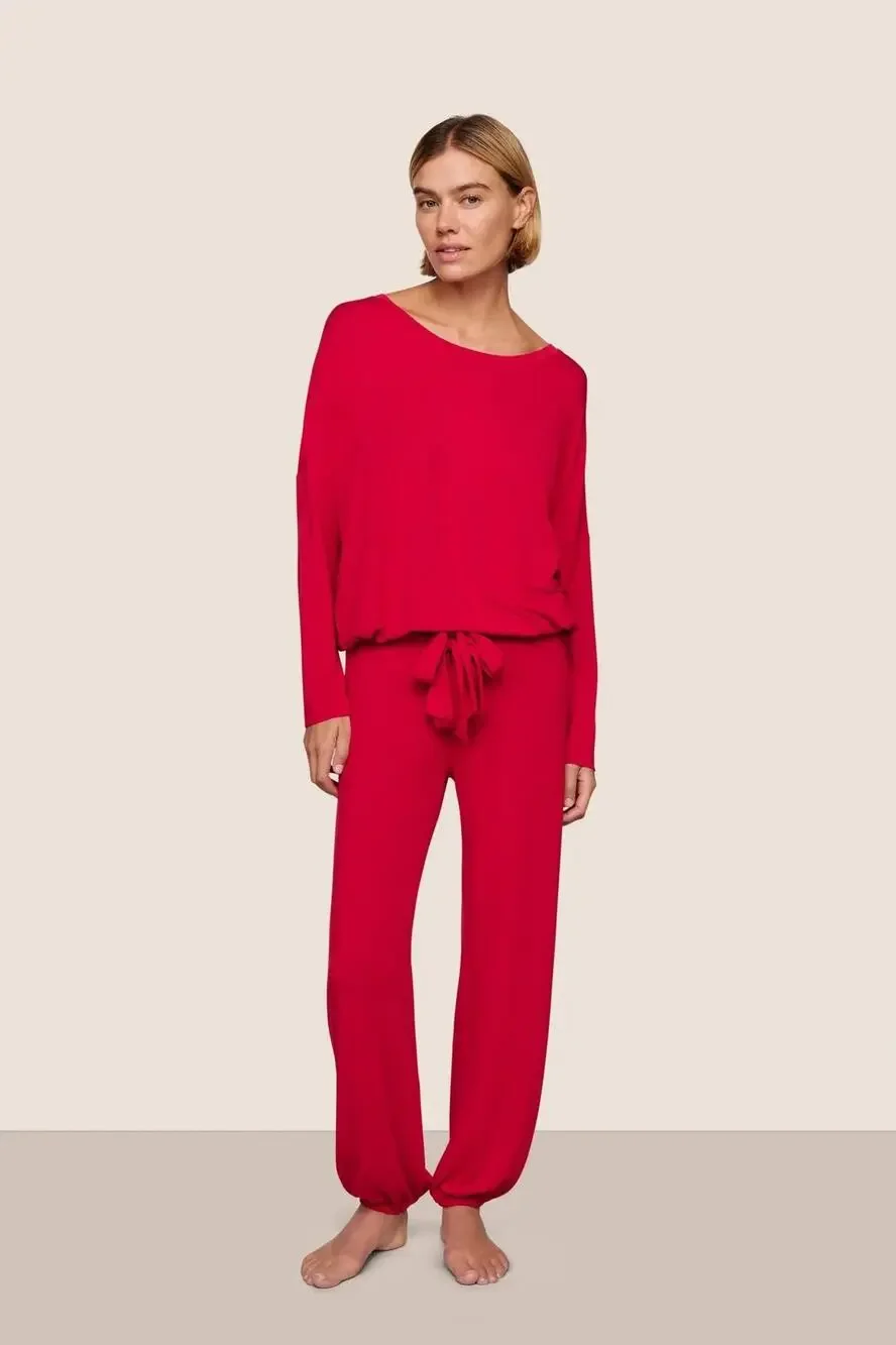 Eberjey Women's XL Red Gisele TENCEL Modal Slouchy Pajama Set Loungewear V4-5